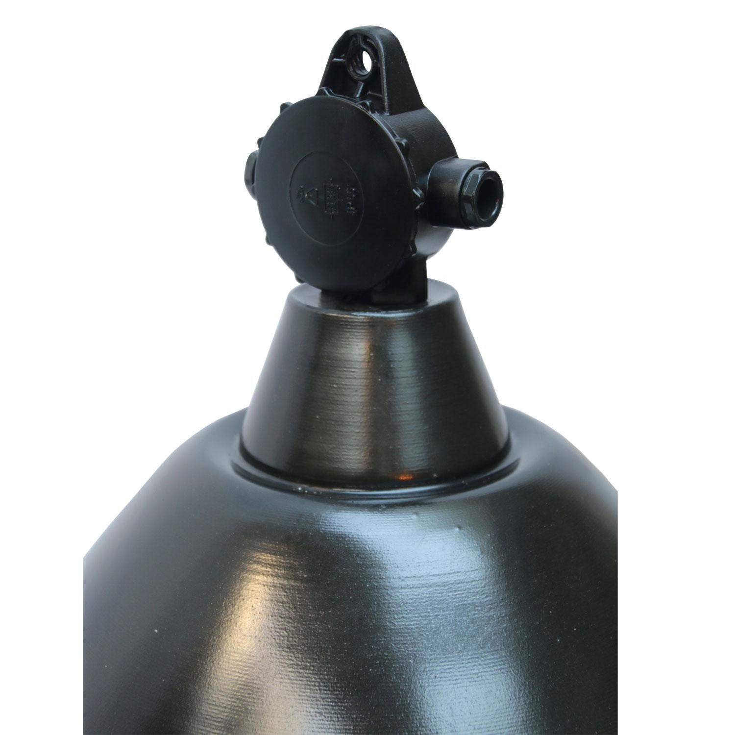 Black Enamel German Vintage Industrial Bakelite Top Pendant Light In Good Condition For Sale In Amsterdam, NL