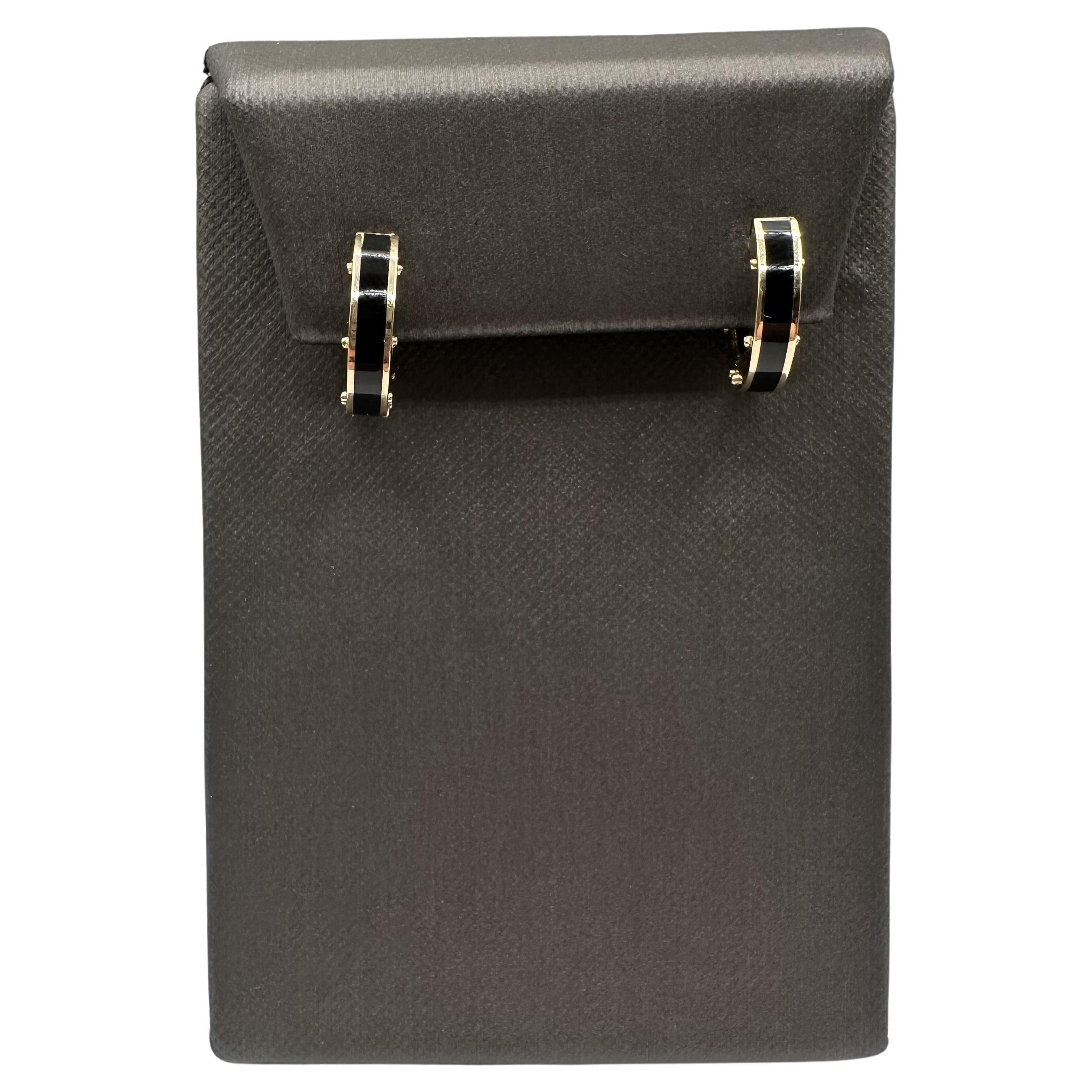 Black Enamel Huggies in 14kt Yellow Gold – 4.3mm Width, 14.7mm Diameter