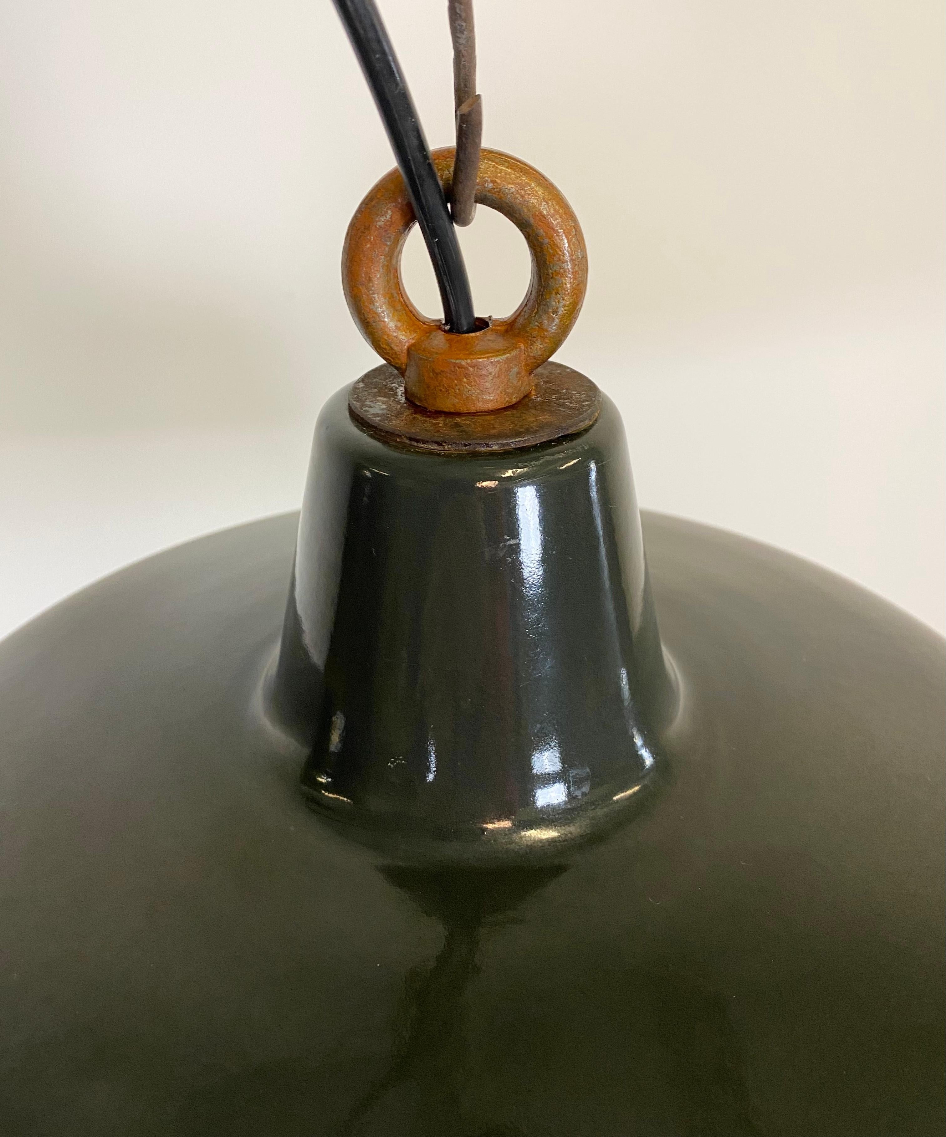 Mid-20th Century Black Enamel Industrial Pendant Lamp, 1930s