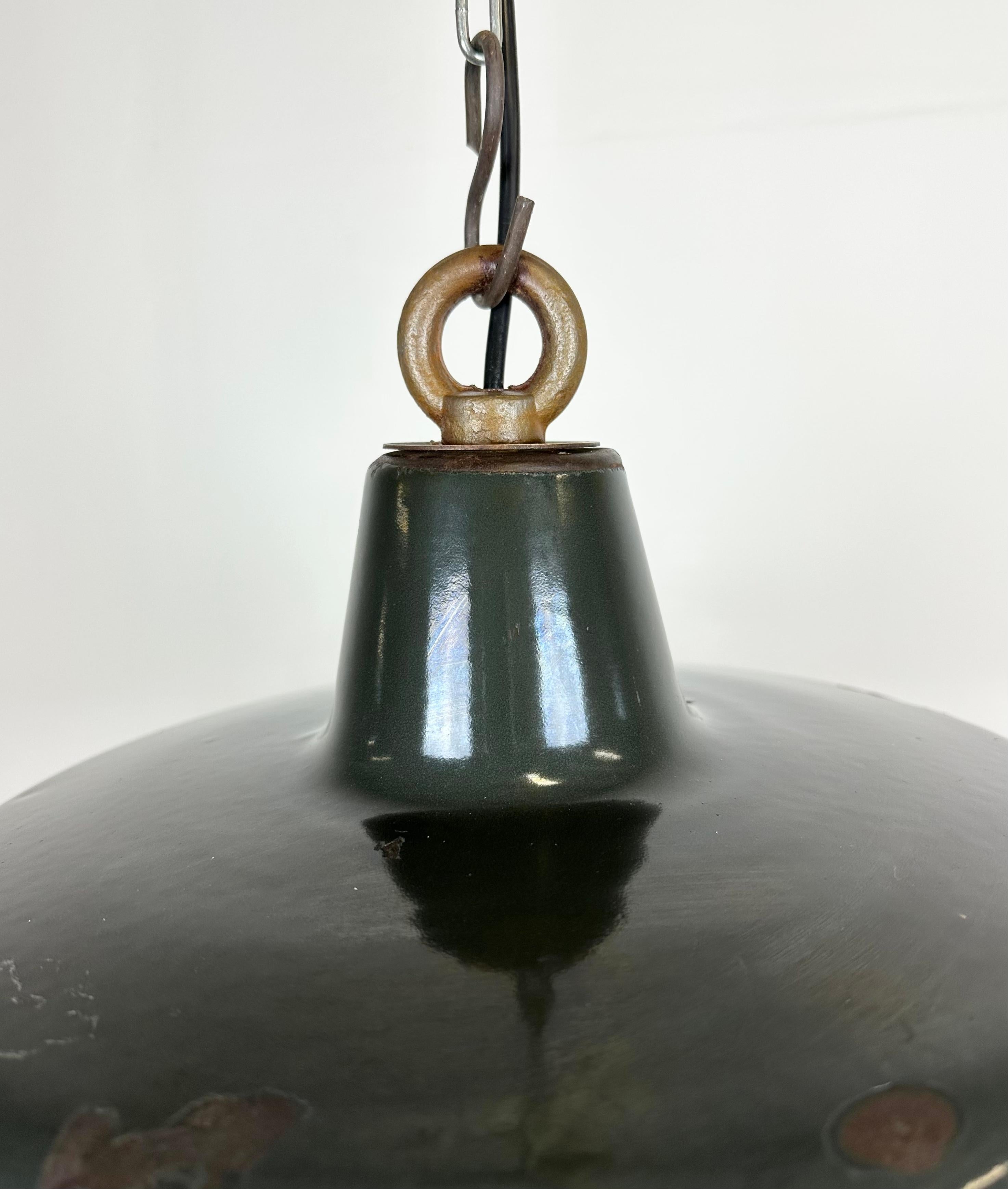 Czech Black Enamel Industrial Pendant Lamp, 1950s