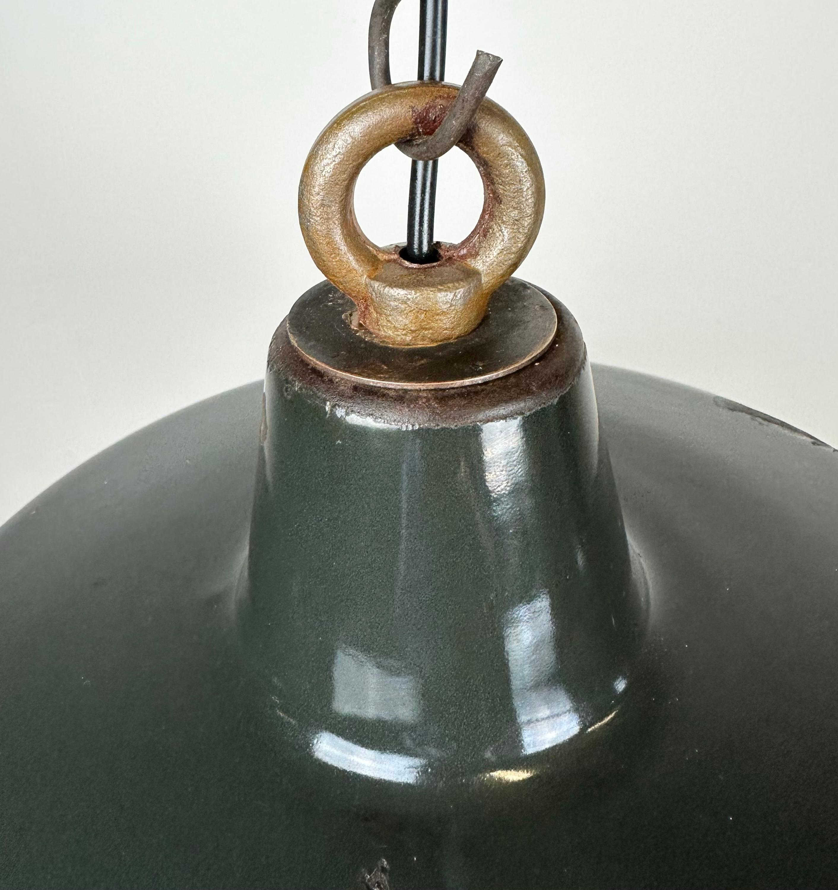 20th Century Black Enamel Industrial Pendant Lamp, 1950s