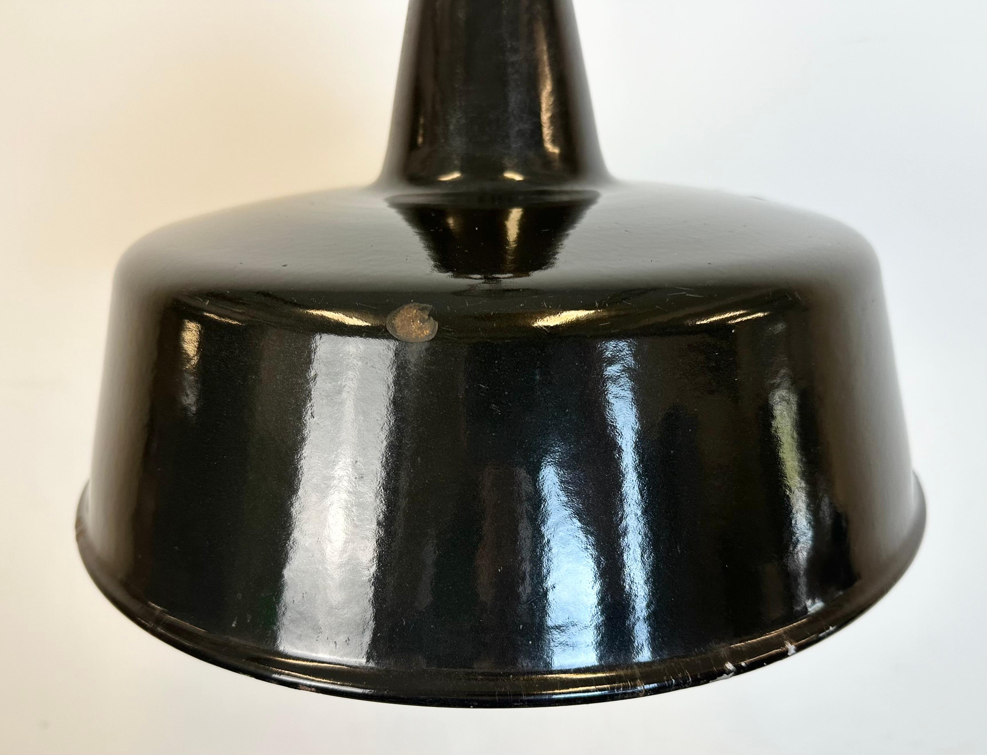 20th Century Black Enamel Industrial Pendant Lamp, 1950s For Sale