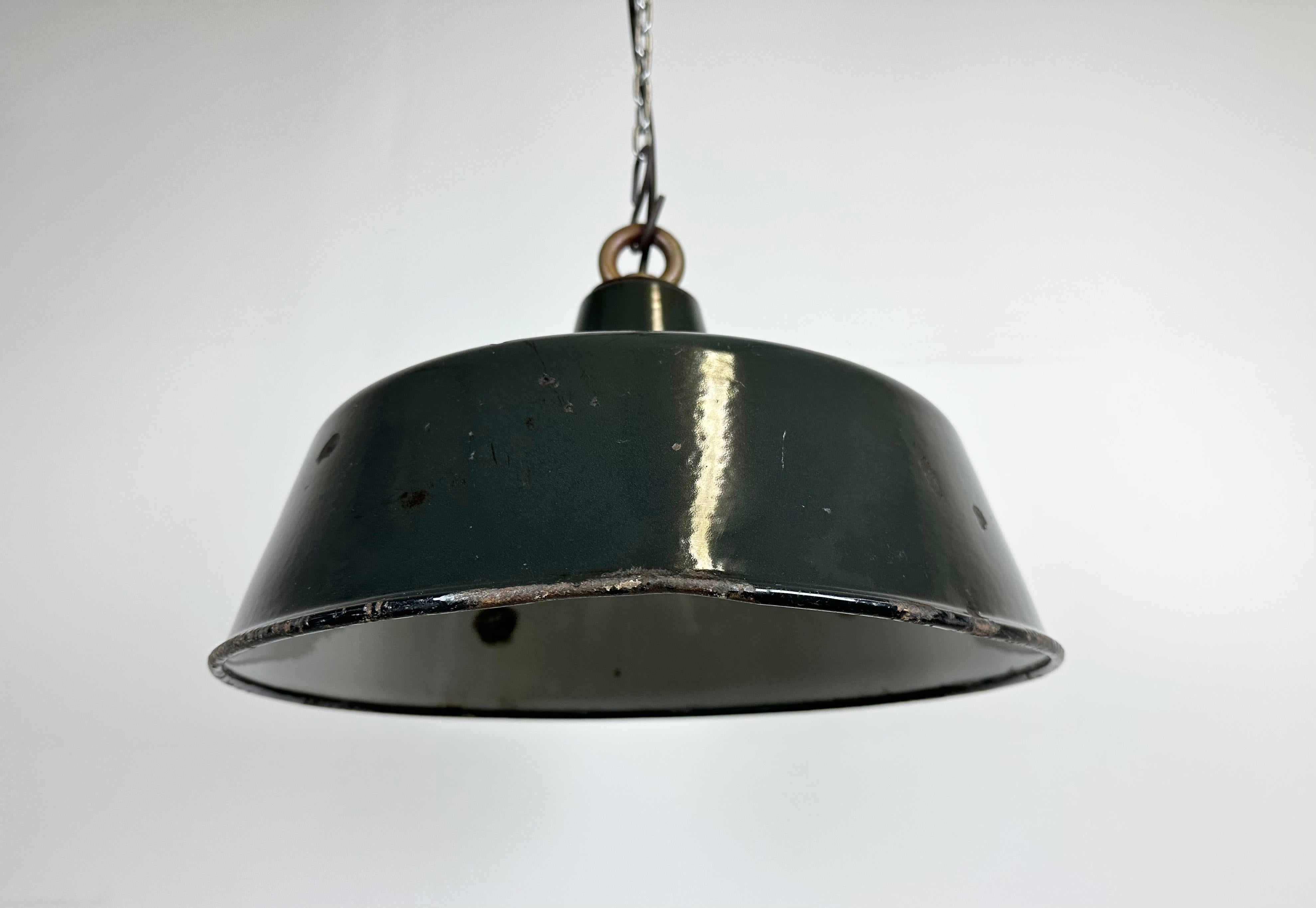 Black Enamel Industrial Pendant Lamp, 1950s 2