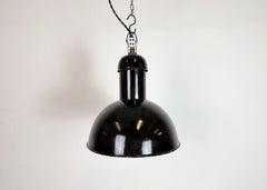 Black Enamel Industrial Pendant Lamp from AEG, 1930s