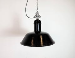 Black Enamel Industrial Pendant Lamp from AEG, 1930s
