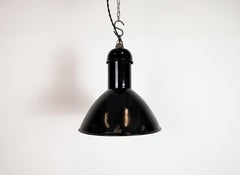 Black Enamel Industrial Pendant Lamp from AEG, 1930s