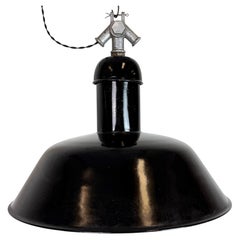 Black Enamel Industrial Pendant Lamp from AEG, 1930s