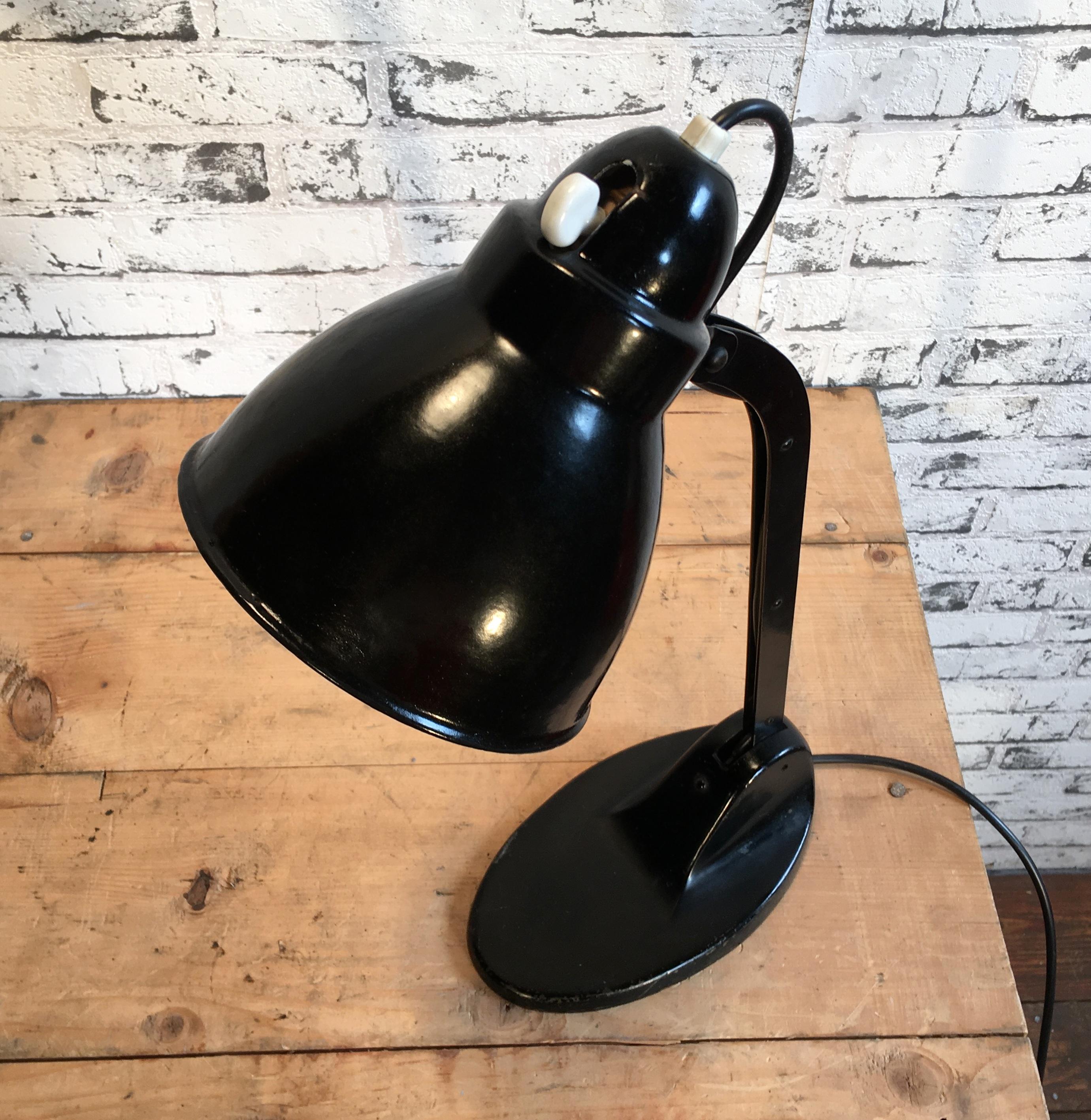 Enameled Black Enamel Industrial Table Lamp From Viktoria Lampe, 1930s