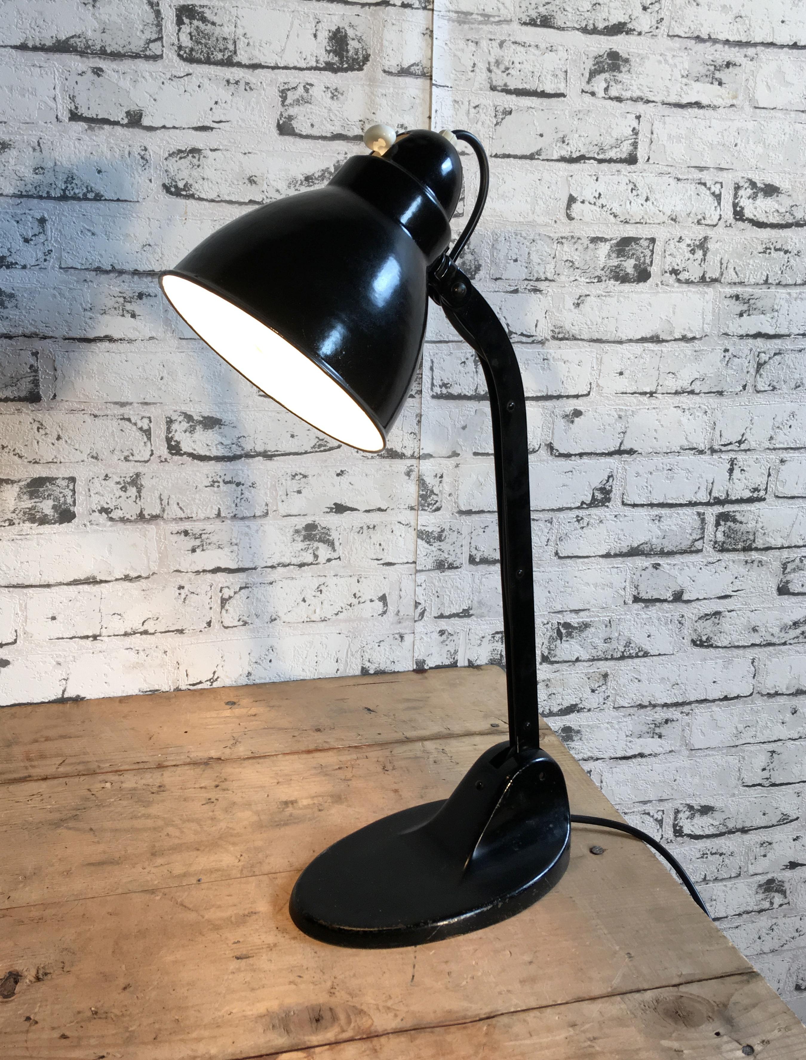 Black Enamel Industrial Table Lamp From Viktoria Lampe, 1930s at 1stDibs