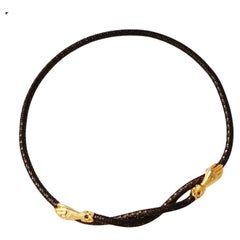 Black Enamel Mesh Necklace or Belt With Gilded Hands Clasp By DL Auld Co, 1970s