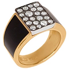 Black Enamel Pave Diamond Ring