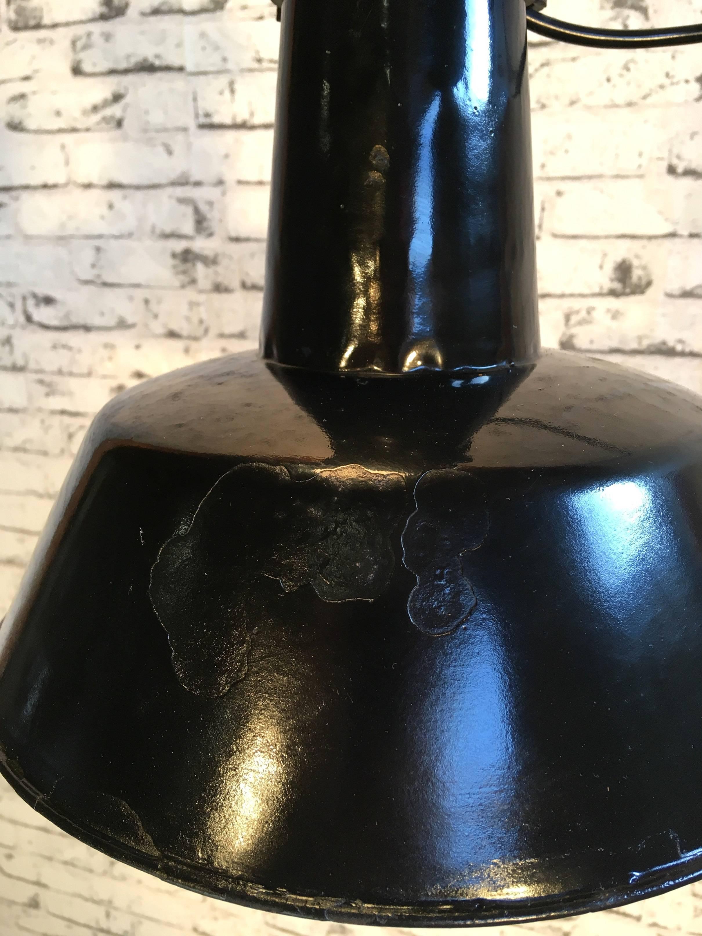 Enameled Black Enamel Pendant Lamp , 1930s For Sale