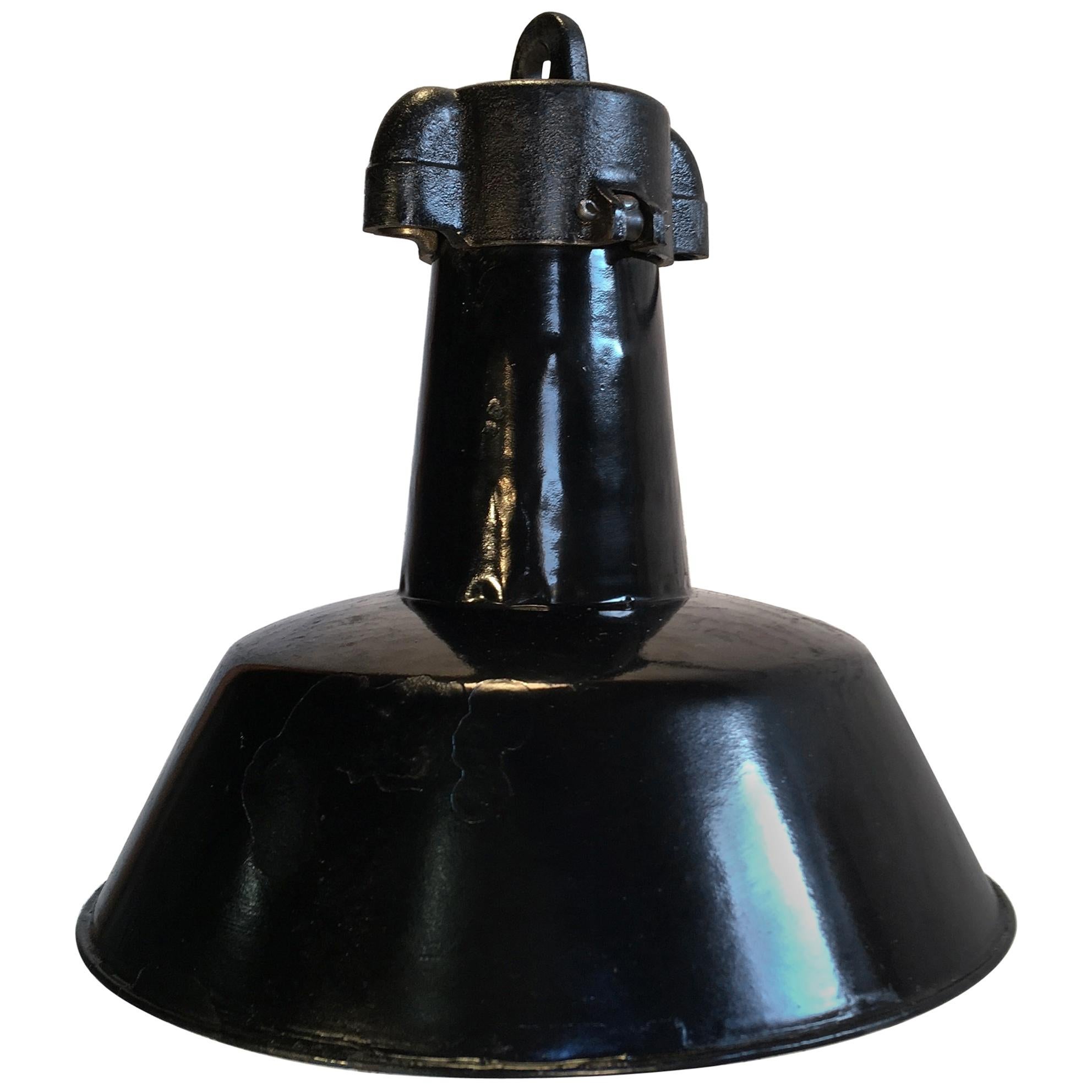 Black Enamel Pendant Lamp , 1930s For Sale