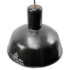 Black Enamel Pendant Light, Mid-20th Century Industrial Design, 40cm
