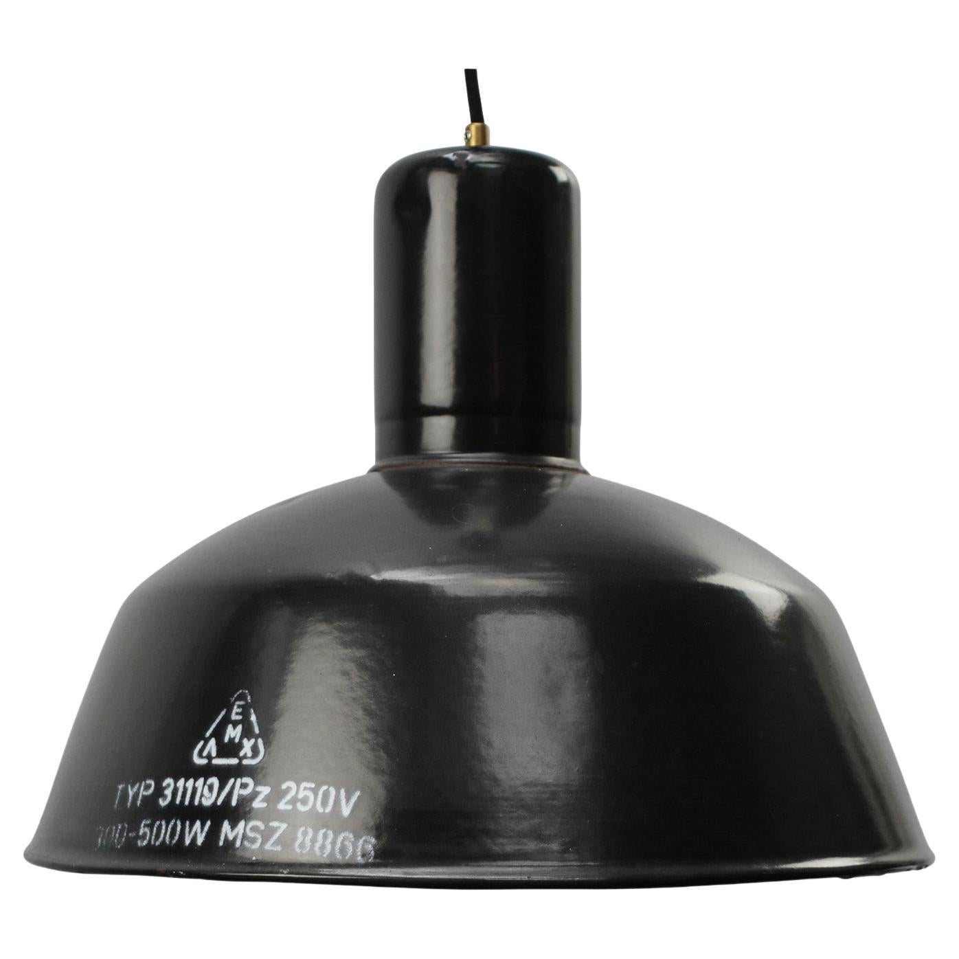 Black Enamel Pendant Light, Mid-20th Century Industrial Design, 40cm