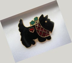 Black Enamel Scottish Terrier Dog Brooch Pin