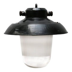 Black Enamel Semi Frosted Clear Glass Vintage Industrial Lamp Pendants