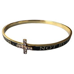 Schwarzer Emaille Tansanit Kreuzvergoldeter Armreif Armband J Dauphin