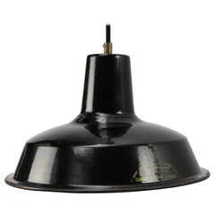 Black Enamel Vintage Belgian Industrial Hanging Lamp by Reluma