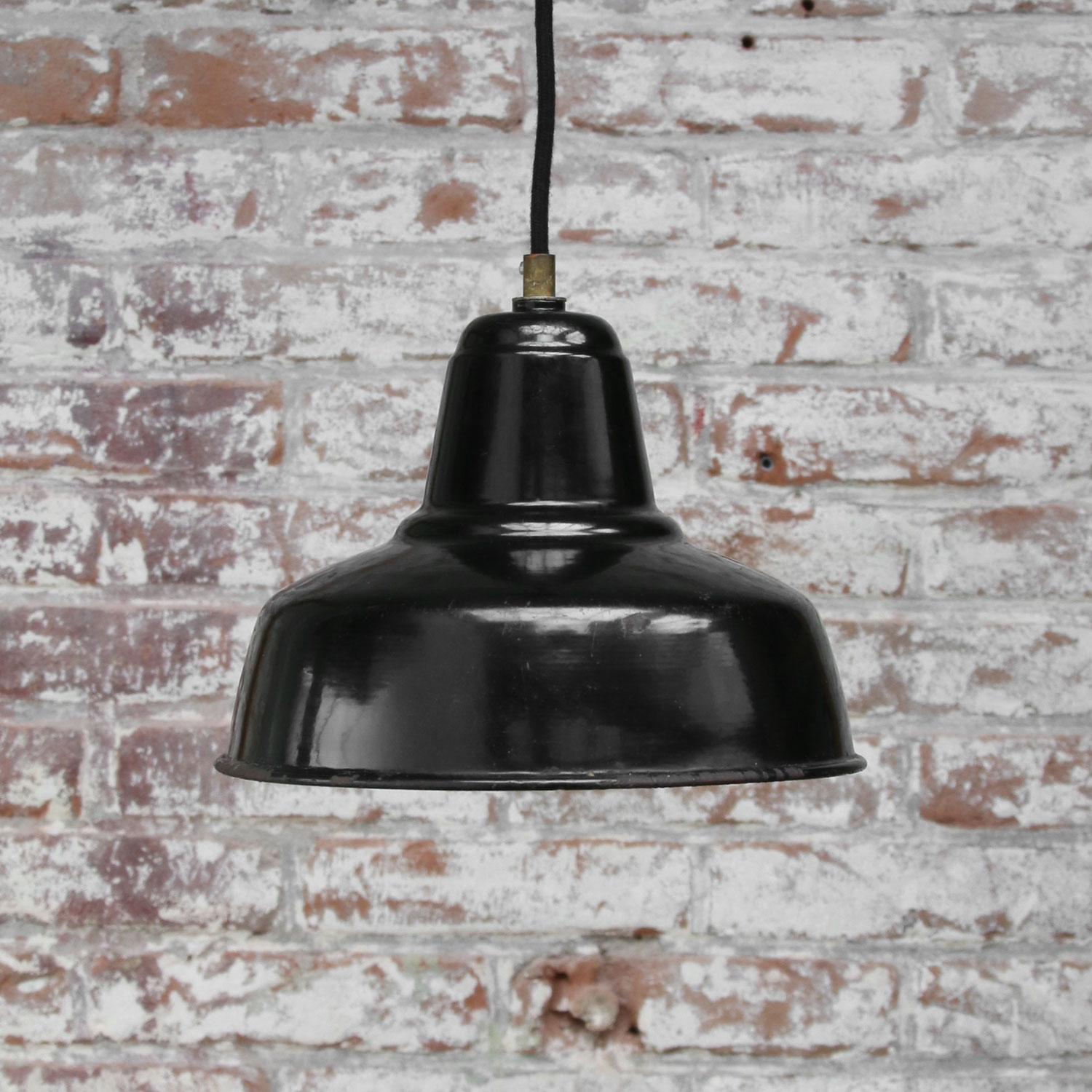 20th Century Black Enamel Vintage Dutch Industrial Hanging Lamp by Philips For Sale