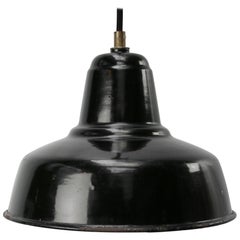 Black Enamel Vintage Dutch Industrial Hanging Lamp by Philips