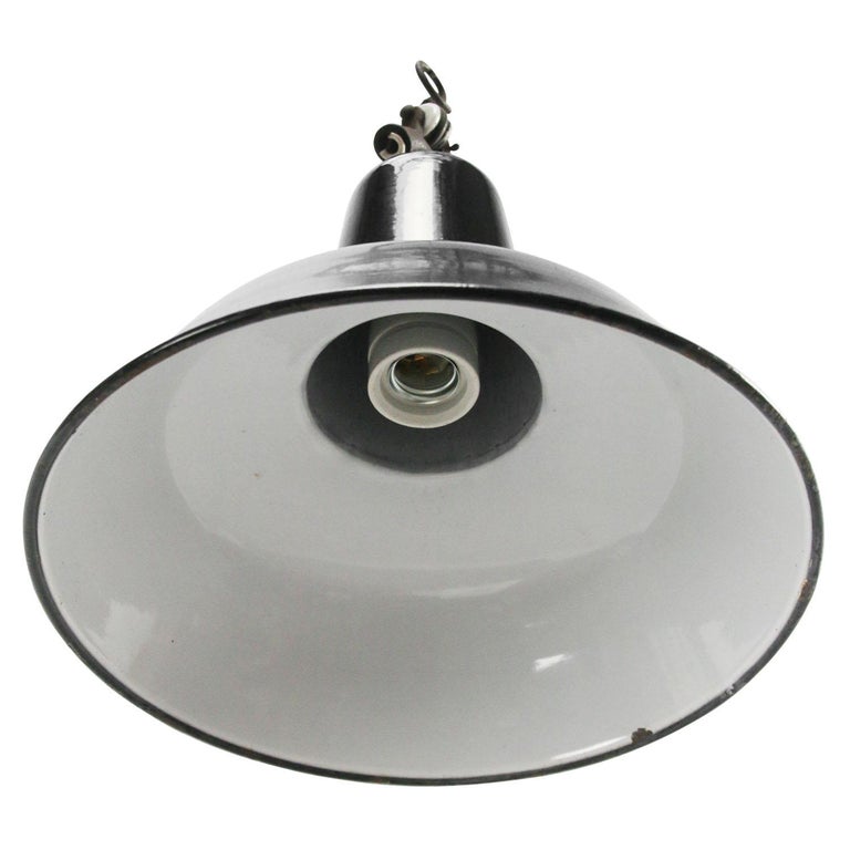 Black Enamel Vintage Dutch Industrial Hanging Lamp For Sale at 1stDibs