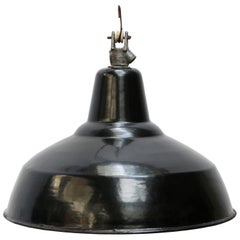 Black Enamel Vintage Dutch Industrial Hanging Lamp