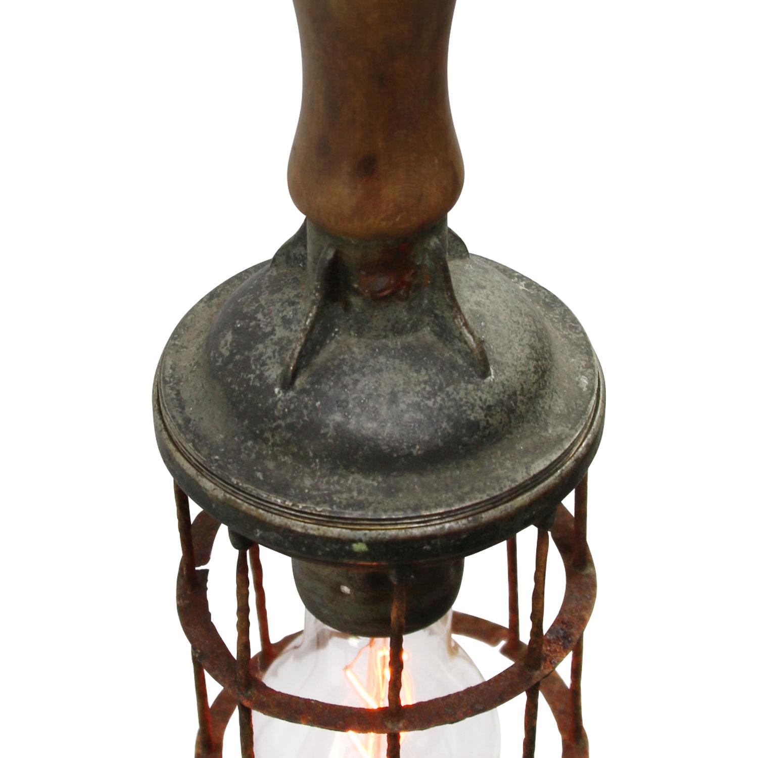 Dutch Wooden Vintage Industrial Work Light