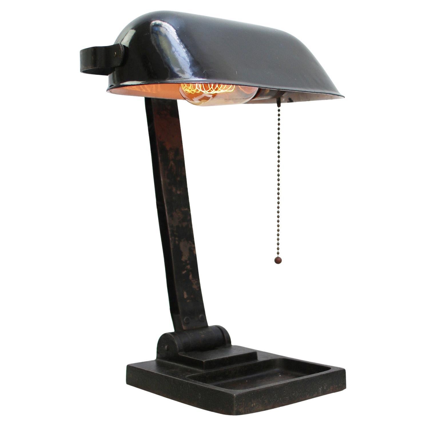 Black Enamel Vintage Industrial Banker Light Table Desk Light