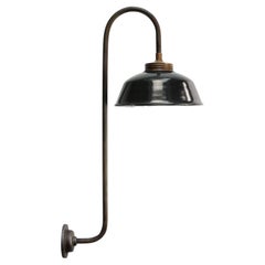 Black Enamel Vintage Industrial Brass Opaline Glass Sconces Wall Lights