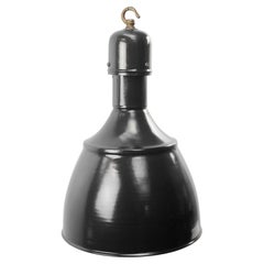 Lampes suspendues en laiton émaillé noir, de style industriel vintage 