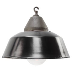 Schwarze Emaille Vintage Industrial Cast Iron Clear Glass Hanging Light