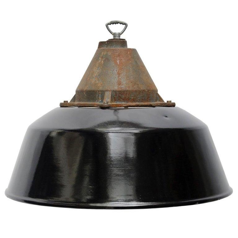 Black Enamel Vintage Industrial Cast Iron Factory Pendant Lights For