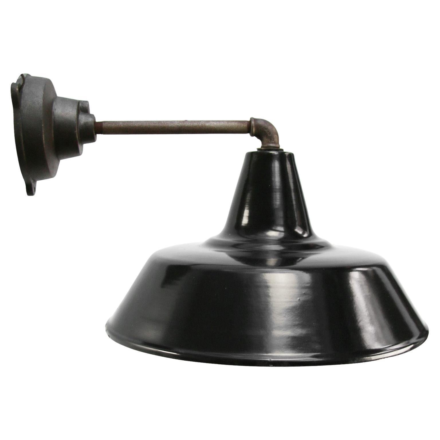 Black Enamel Vintage Industrial Cast Iron Factory Scones Wall Lights For Sale