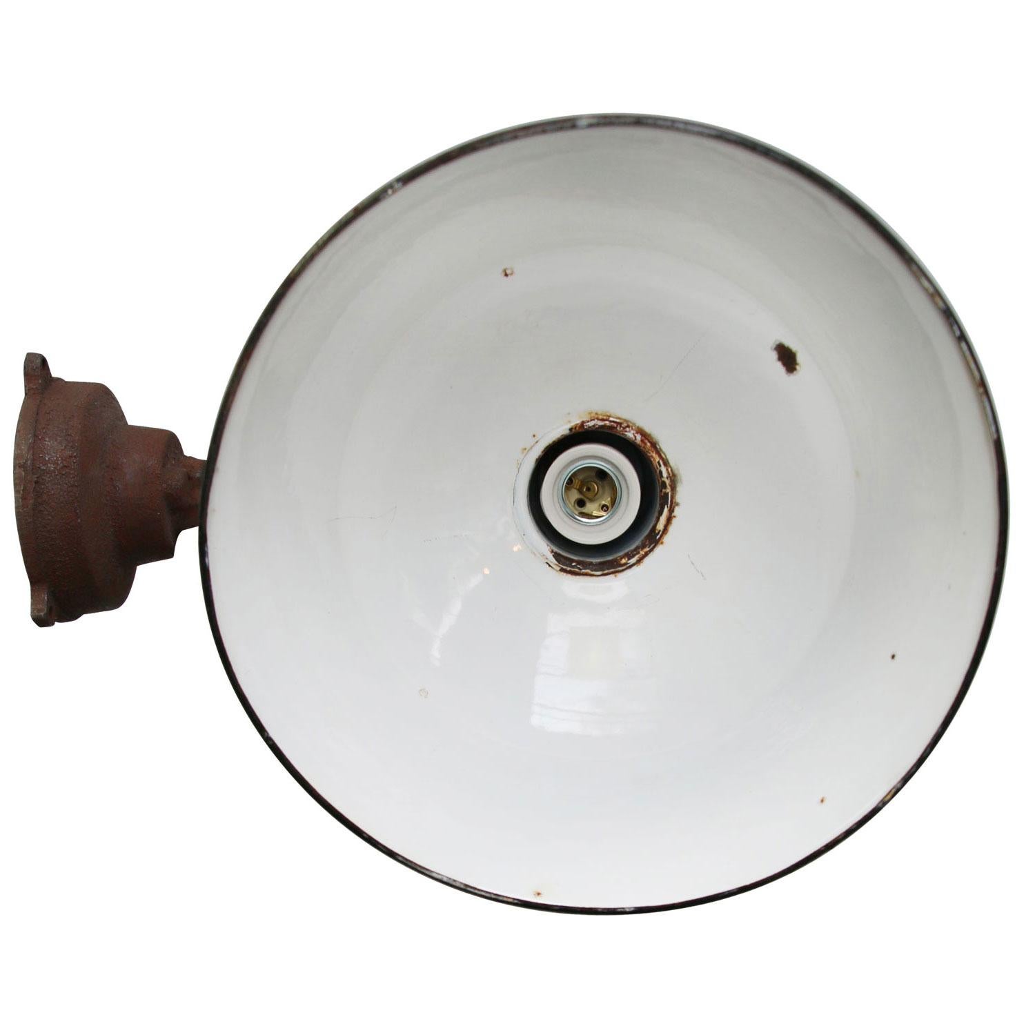 Black Enamel Vintage Industrial Cast Iron Factory Wall Light In Good Condition In Amsterdam, NL