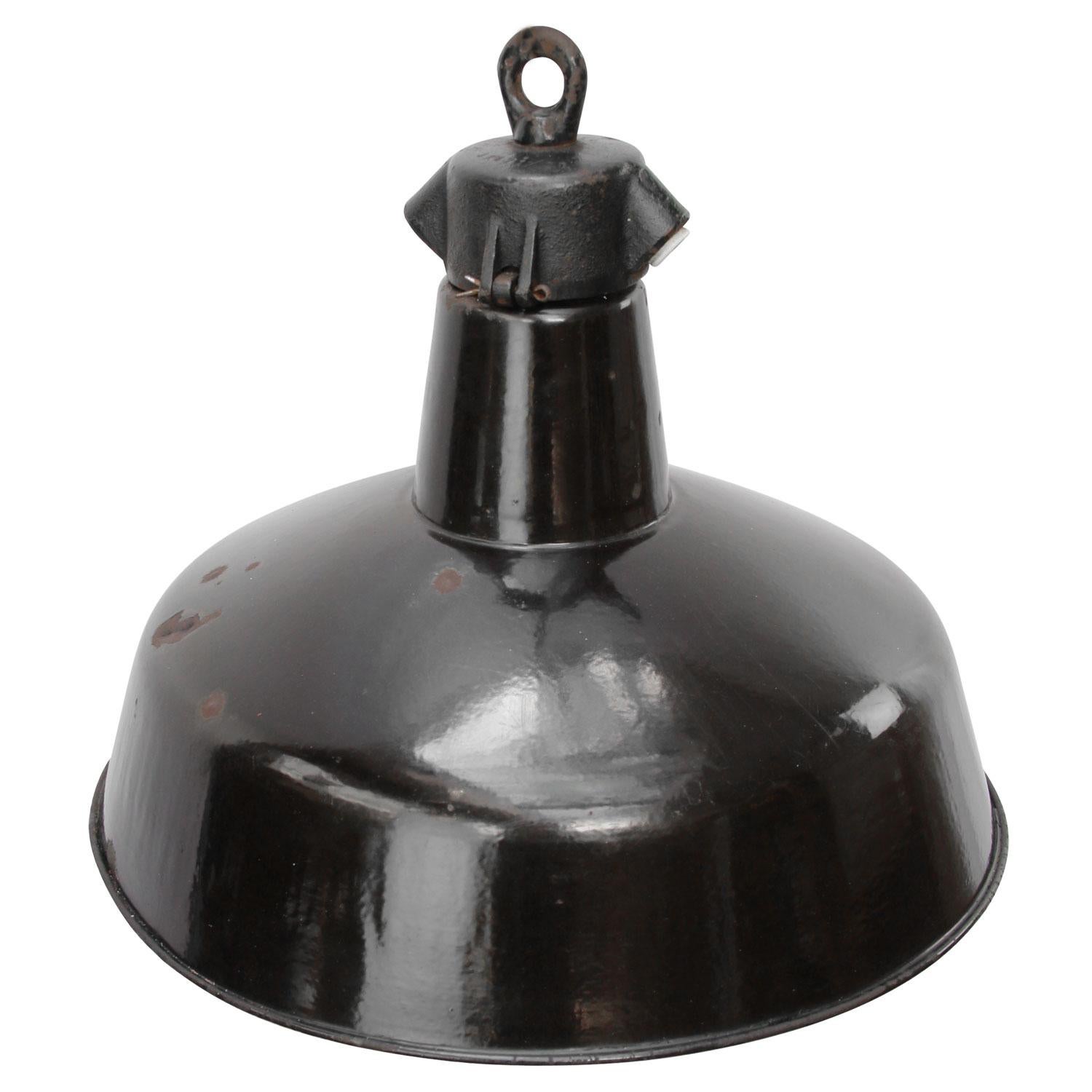 Vintage Industrial pendant. Used in factories in Eastern Europe, 1930s. 

Weight: 2.0 kg or 4.4 lb

Priced per individual item. All lamps have been made suitable by international standards for incandescent light bulbs, energy-efficient and LED