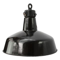 Black Enamel Vintage Industrial Cast Iron Top 1930s Bauhaus Pedant Lights