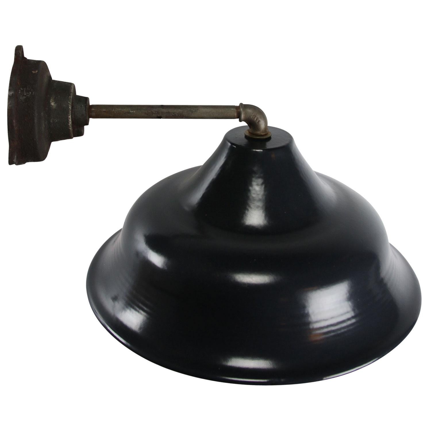 Dark Blue Black Enamel Vintage Industrial Cast Iron Wall Light Scones In Good Condition For Sale In Amsterdam, NL