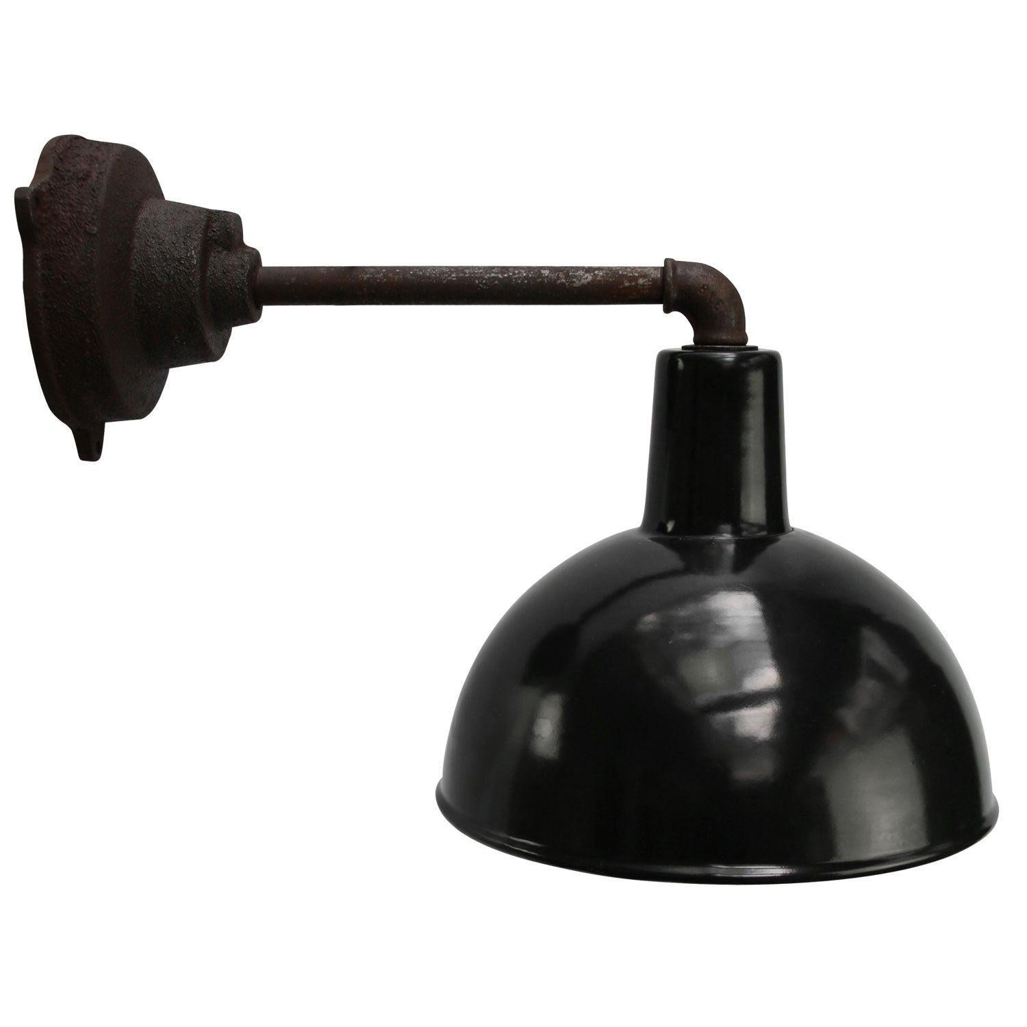 Black Enamel Vintage Industrial Cast Iron Wall Light Scones