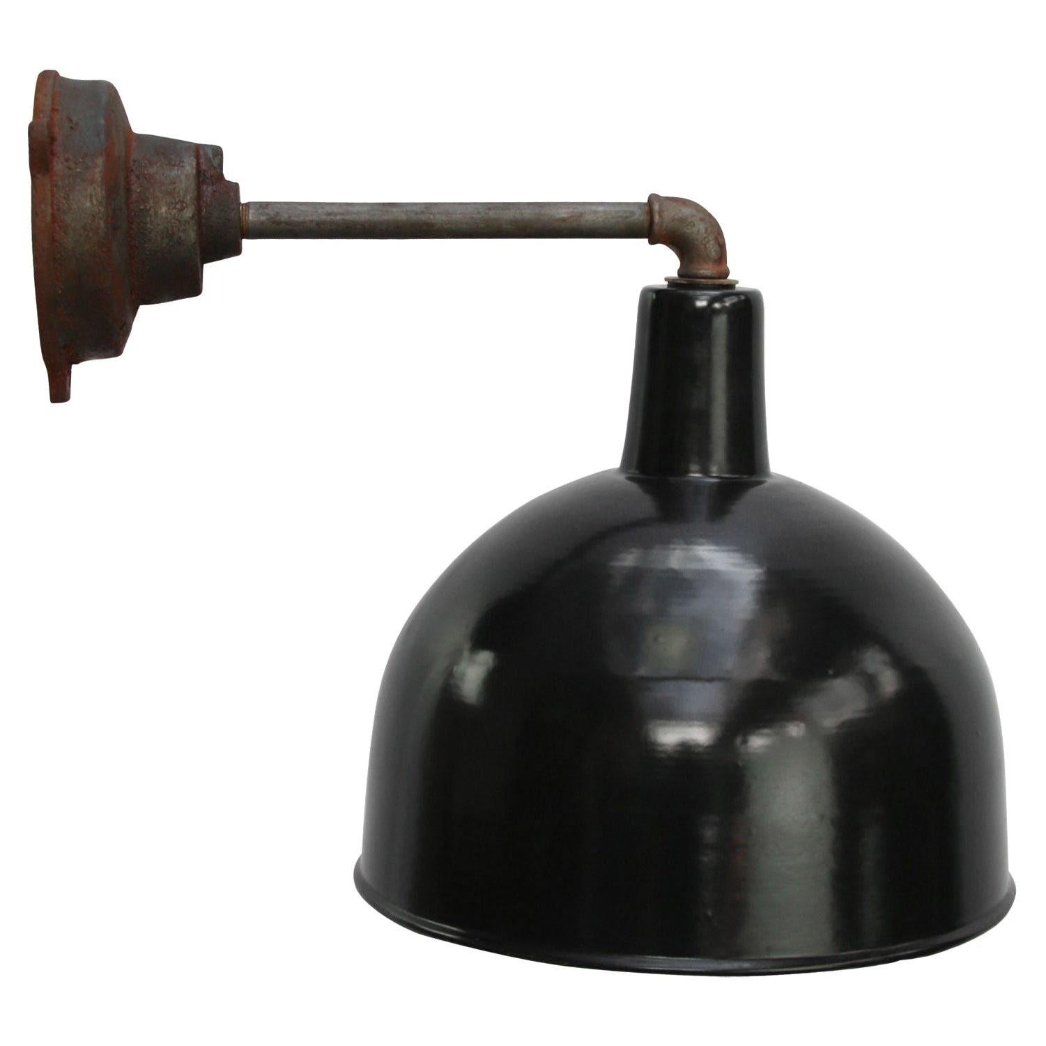 Black Enamel Vintage Industrial Cast Iron Wall Light Scones