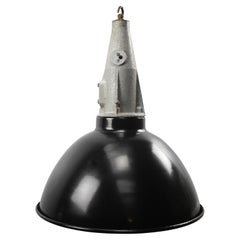 Lampes pendantes en fonte industrielles vintage émaillées noires