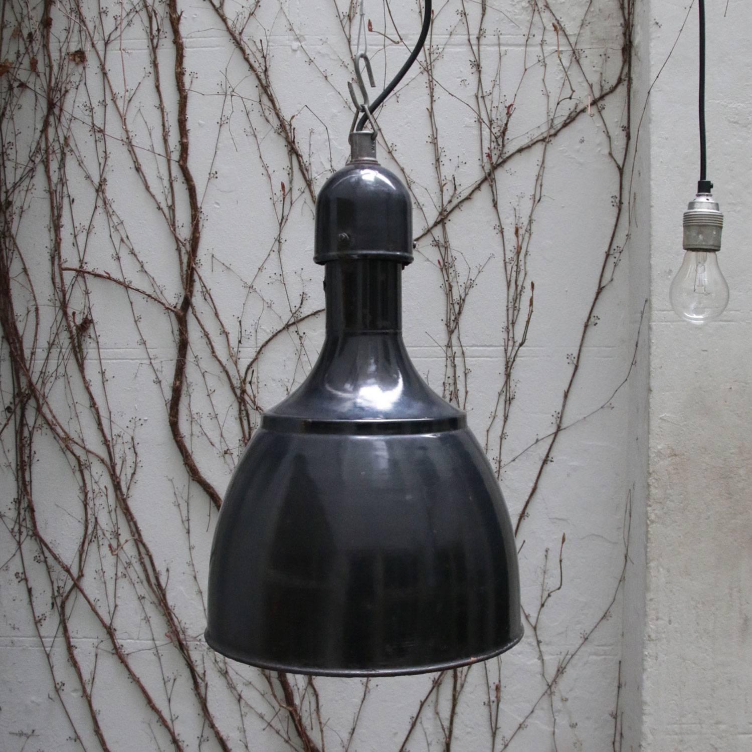 Hungarian Black Enamel Vintage Industrial Classic Pendants Lights