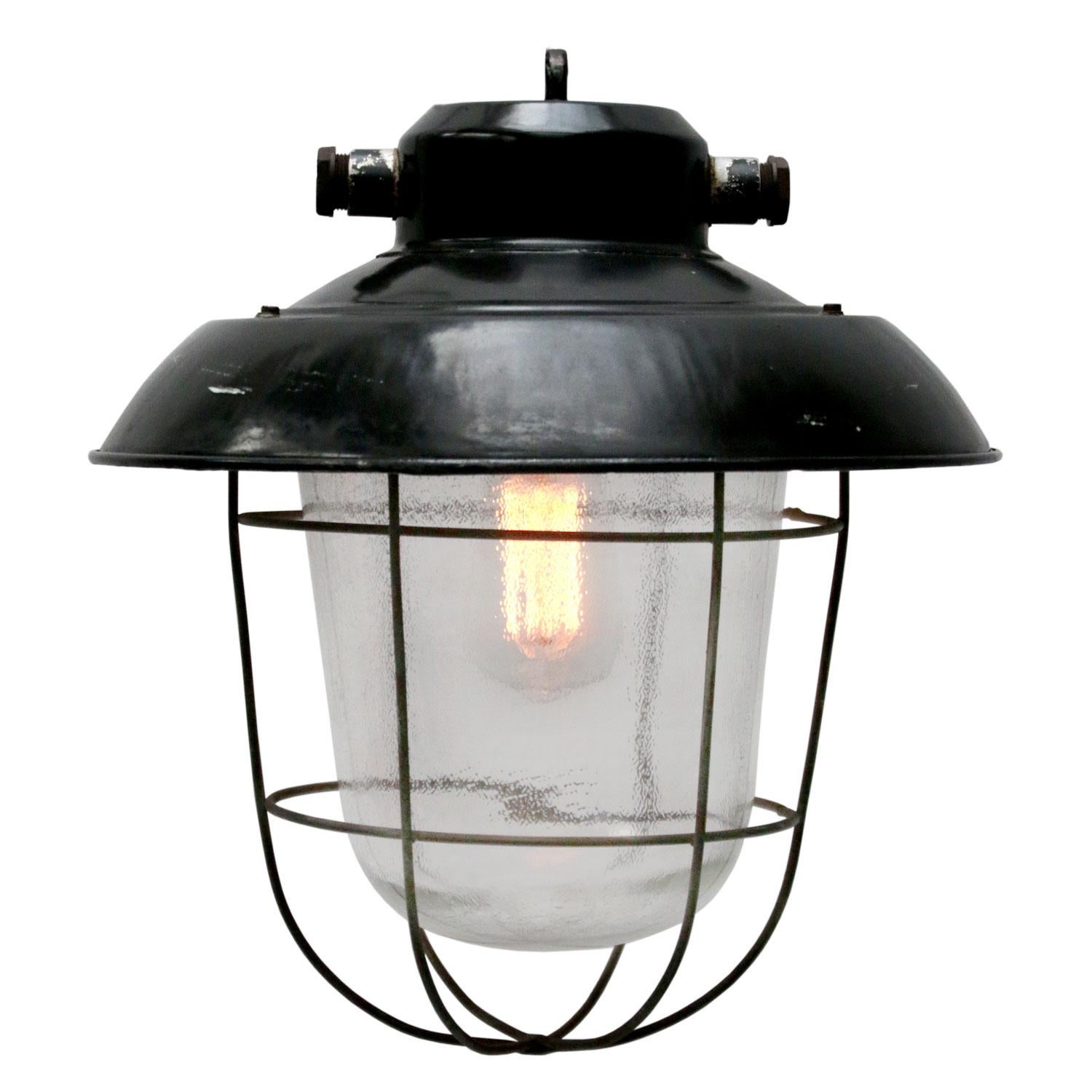 Lámparas Colgantes de Cristal Esmerilado Vintage Industrial Negro