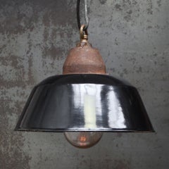 Black Enamel Vintage Industrial Clear Glass Cast Iron Pendant Lights