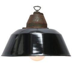 Black Enamel Vintage Industrial Clear Glass Cast Iron Pendant Lights