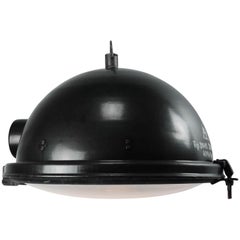 Black Enamel Vintage Industrial Clear Glass Pendant Lamp