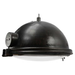 Black Enamel Vintage Industrial Clear Glass Pendant Lamp