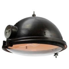 Black Enamel Vintage Industrial Clear Glass Pendant Lamp