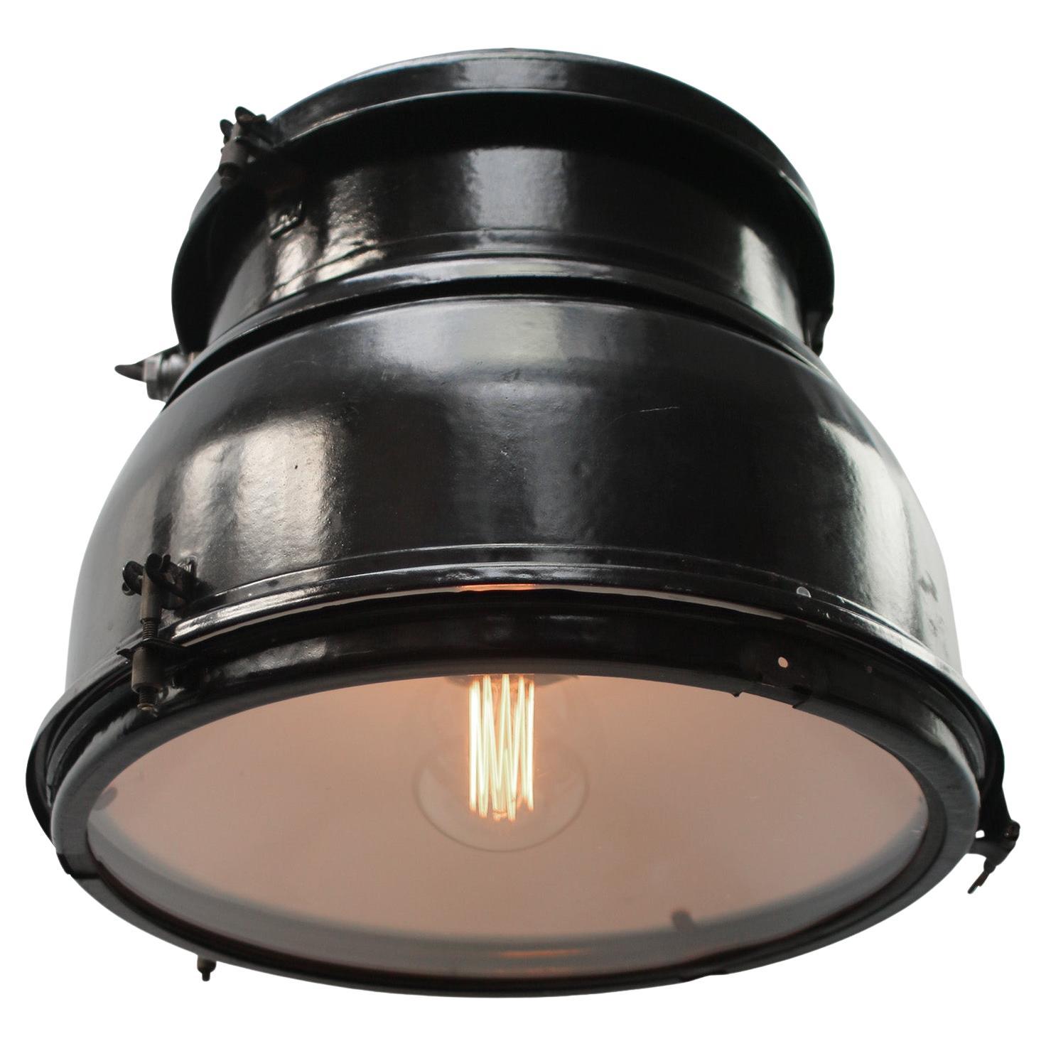 Black Enamel Vintage Industrial Clear Glass Pendant Lamps