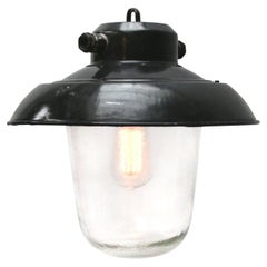 Black Enamel Retro Industrial Clear Glass Pendant Lights